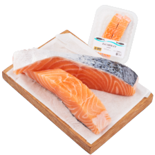 Zalmfilet op huid